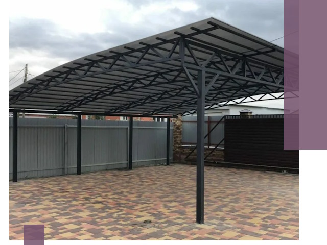 Металлические навесы под ключ в Кургане — изготовление и монтаж