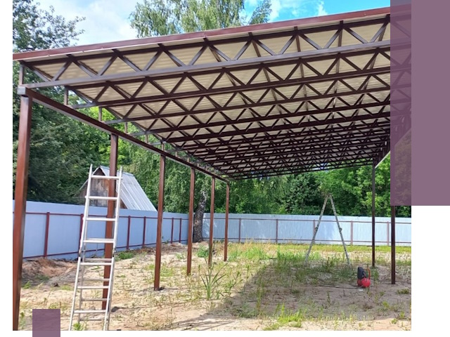 Односкатные навесы под ключ в Кургане — изготовление и монтаж